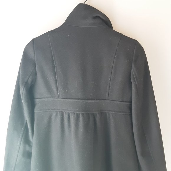 Stile Benetton Black Mid-length Wool Pea Coat Jacket | Size XS / Small - Picture 7 of 12